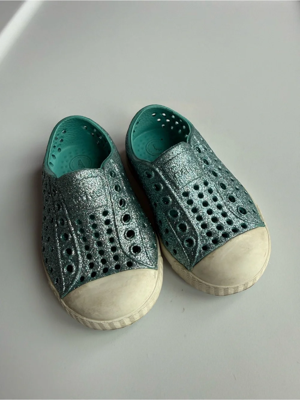 Native Toddler Metallic Teal Slip-On Sneakers C4